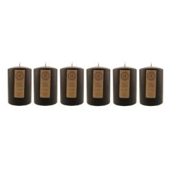 Dunelm Pack Of 6 Black Pillar Candles