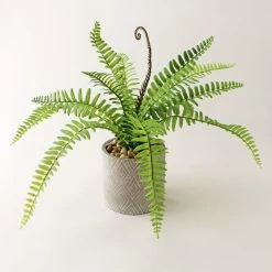 Dunelm Artificial Fern In Grey Zig Zag Pot