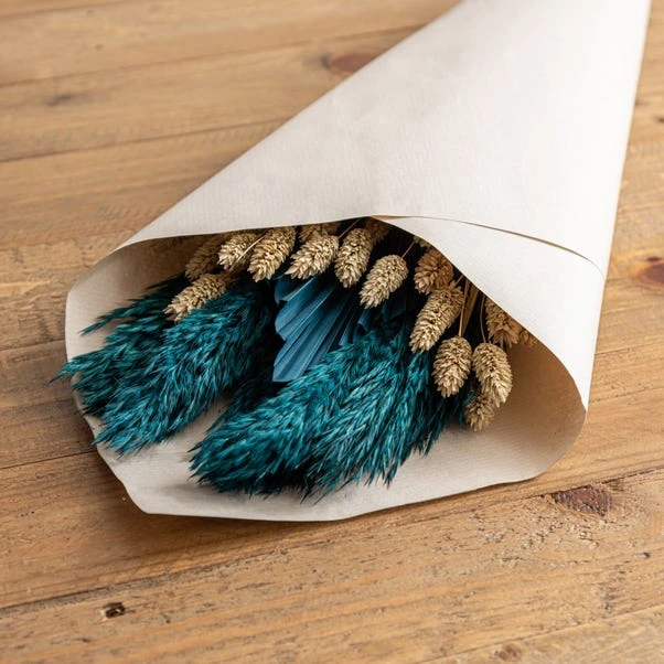Dunelm Teal Dried Bouquet 4 Dunelm Teal Dried Bouquet - Image 2