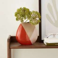 Elements Sculpted Orange Round Small Vase