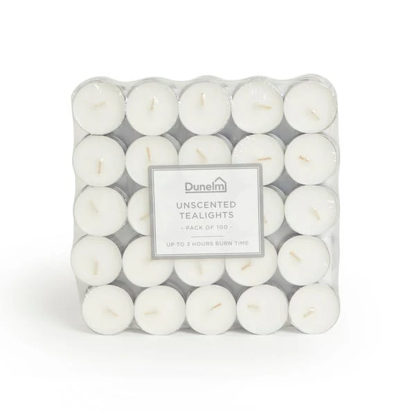 Dunelm Essentials Pack Of 100 Unscented Tealights 3 Dunelm Essentials Pack Of 100 Unscented Tealights