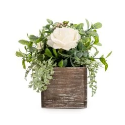 Dunelm White Rose With Green Leaves In A Box -Dunelm Sales Shop 30823508 alt01